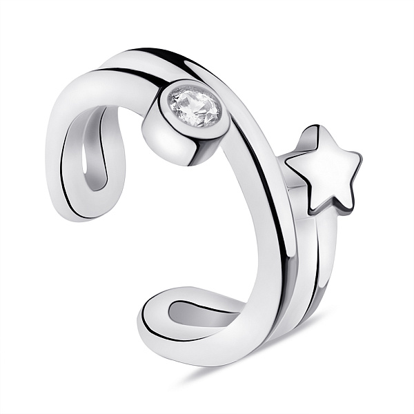 Серебряная сережка-каффа с фианитом (арт. 7502/9124я) – изображение 1