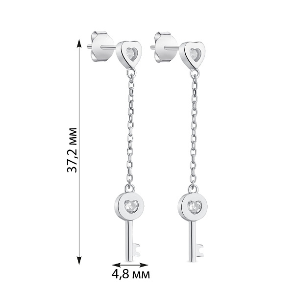 Серебряные серьги "Ключик" с фианитами (арт. 7518/6302) – изображение 2