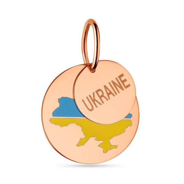 Двойной золотой подвес "Украина" с эмалью (арт. 440748есж) – изображение 1