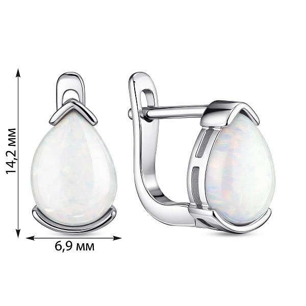 Серебряные серьги с одним опалом (арт. 7502/10183Поб) – изображение 2