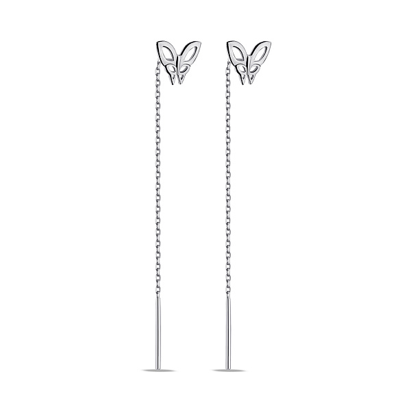 Серебряные сережки-протяжки Бабочки (арт. 7502/2189р) – изображение 1
