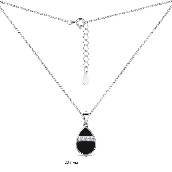 Серебряное колье с ониксом и фианитами (арт. 7507/2176о) – изображение 3