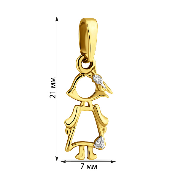 Золотая подвеска девочка с фианитами (арт. 440553ж) – изображение 4