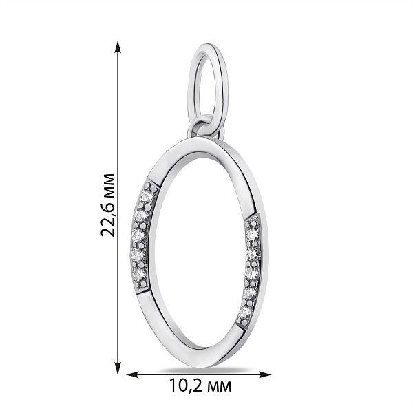 Серебряный подвес Буква О с фианитами (арт. 7503/П2Ф/286) – изображение 2