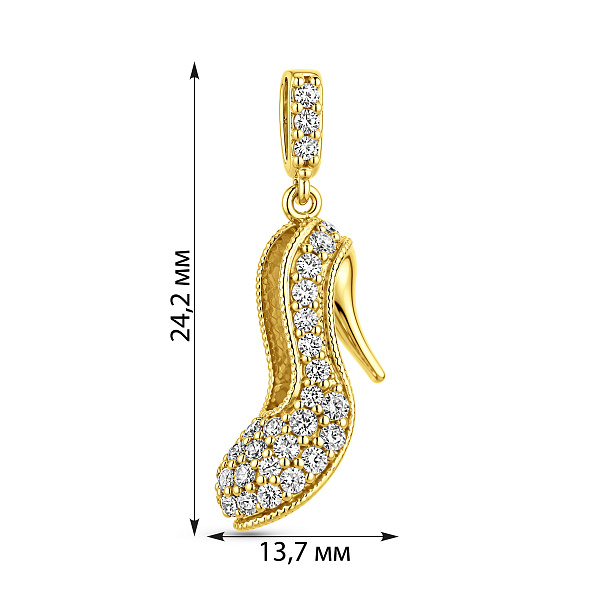 Золотая подвеска в форме туфли с фианитами (арт. 421525ж) – изображение 3