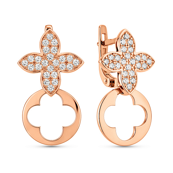 Серьги из красного золота с фианитами (арт. 220799Д) – изображение 1