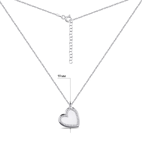 Серебряное колье Сердце с фианитами (арт. 7507/1643) – изображение 3