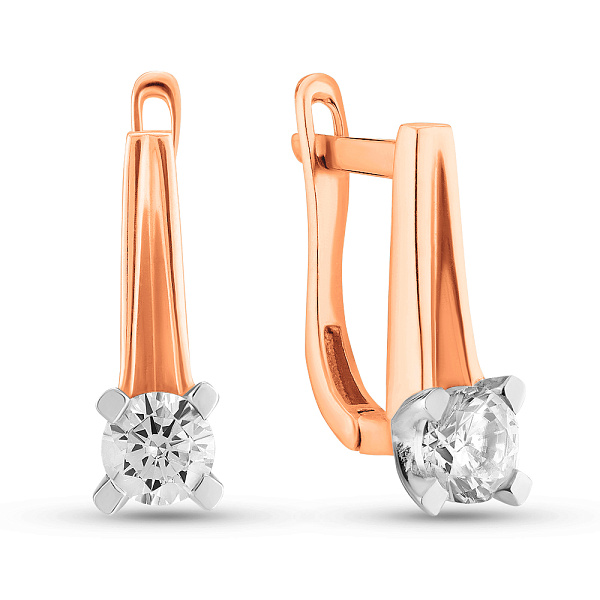 Золотые серьги с одним фианитом (арт. 106601) – изображение 1