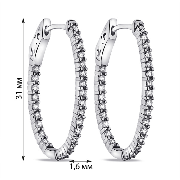 Серебряные серьги-кольца с фианитами  (арт. 7502/9450/30) – изображение 2