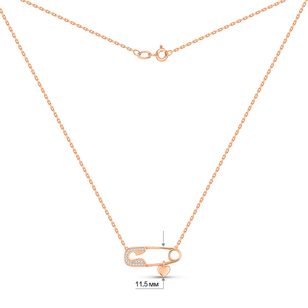 Золотое колье Булавка с фианитами (арт. 360219) – изображение 5