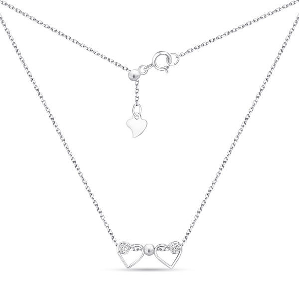 Серебряное колье Сердца с фианитами (арт. 7507/КЛ2Ф/037Ш-43) – изображение 2