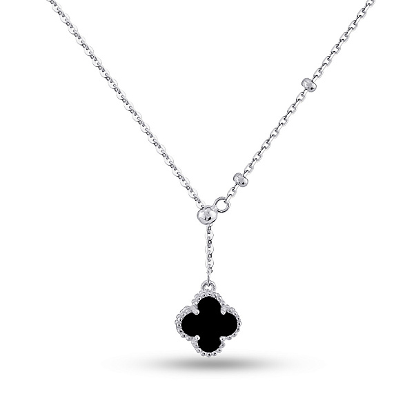 Серебряное колье Клевер с ониксом (арт. 7507/2222/9о) – изображение 1