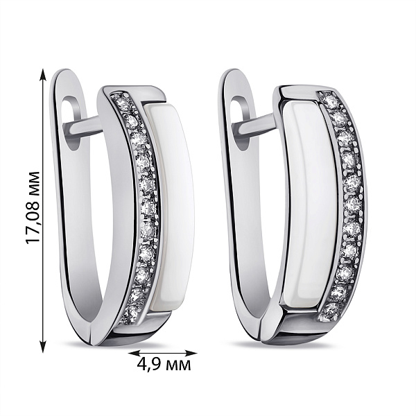 Серебряные серьги с керамикой и фианитами (арт. 7502/С2ФК1/4000) – изображение 2