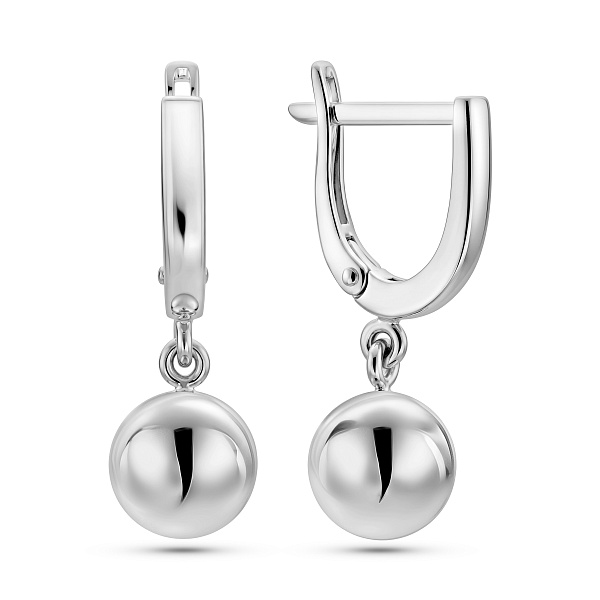 Сережки шарики из белого золота (арт. 110521/7б) – изображение 1