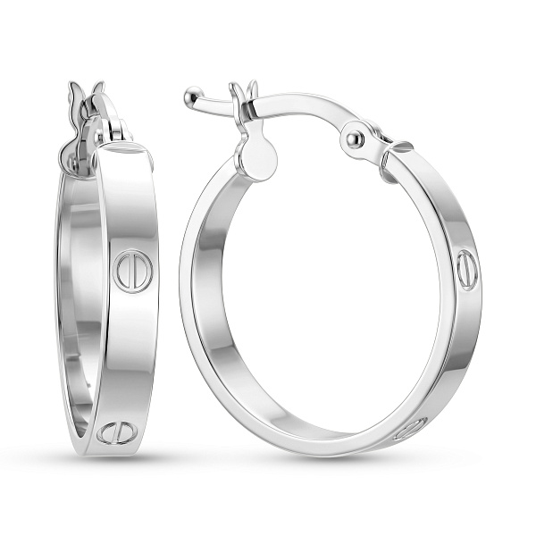 Серьги-кольца из белого золота без камней (арт. 105914/20б) – изображение 1