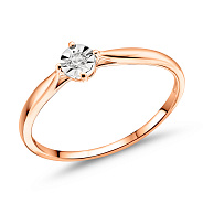 Фото Золотое кольцо с бриллиантом (арт. К011729005)