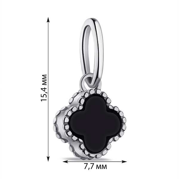 Серебряный подвес Клевер с ониксом (арт. 7503/621/6опп) – изображение 2