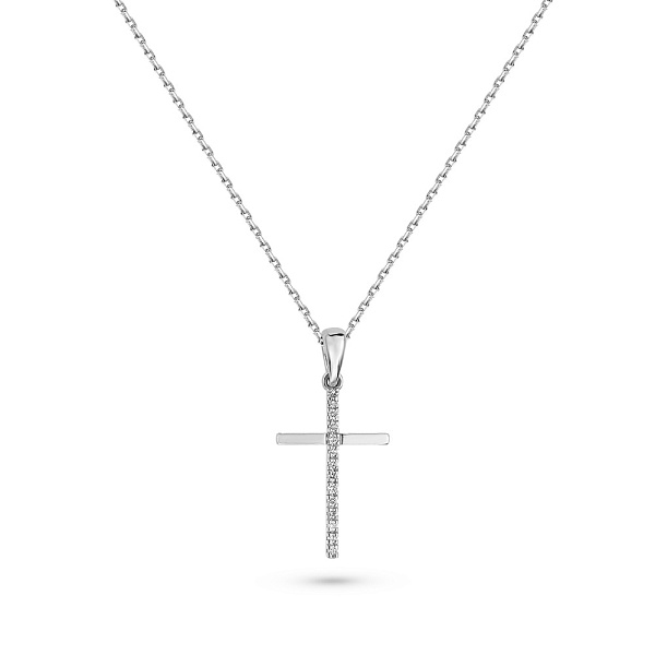 Золотое колье с крестиком с бриллиантами (арт. Ц011279005б) – изображение 1