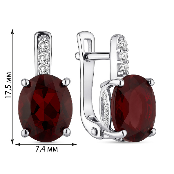 Серебряные серьги с гранатом и фианитами (арт. 7502/2035176Г) – изображение 2