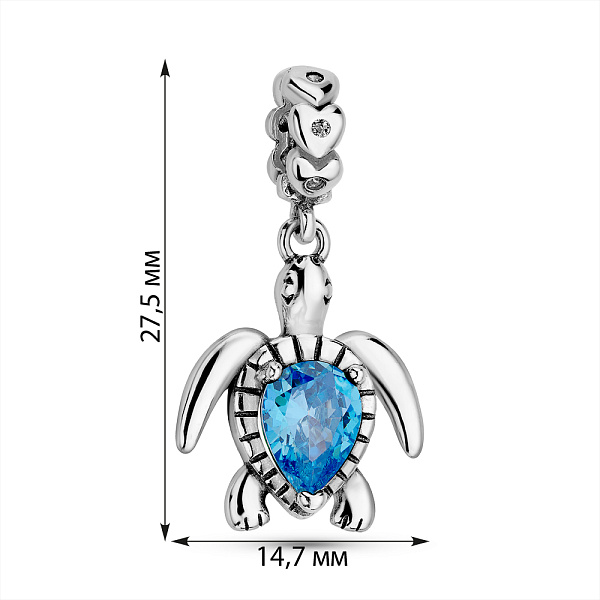 Серебряный шарм Черепаха (арт. 7903/4354аг) – изображение 2