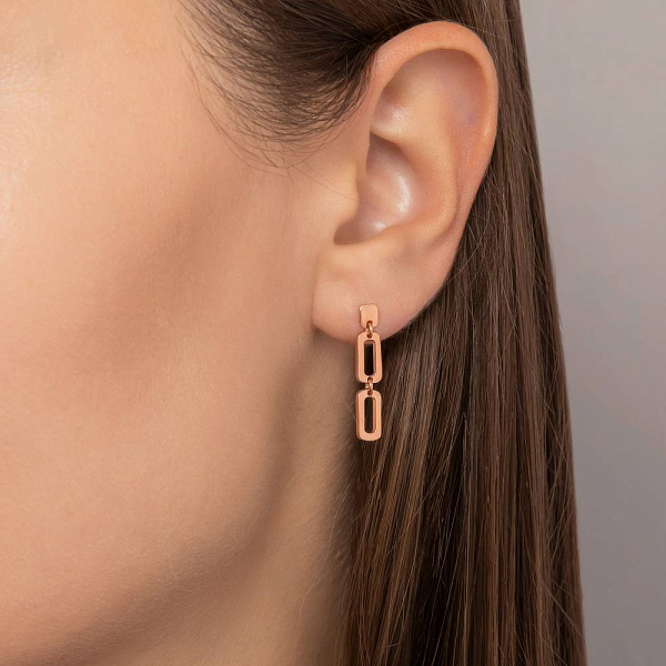 Серьги Звенья из красного золота (арт. 1091594) – изображение 2