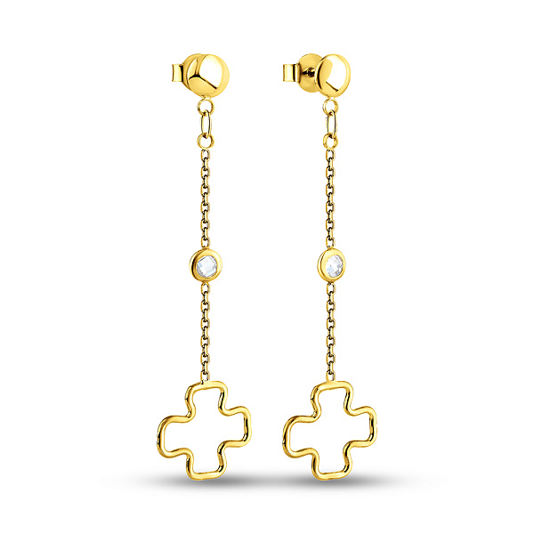 Серьги из желтого золота с фианитами (арт. 1091288ж) – изображение 1