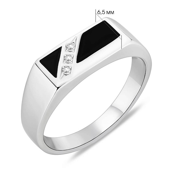 Серебряная печатка с эмалью (арт. 7506/1612реч) – изображение 2