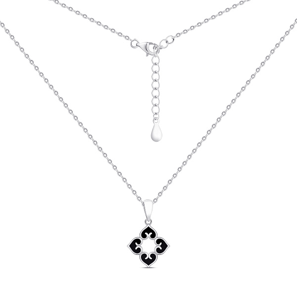 Серебряное колье Цветок с ониксом (арт. 7507/2380о) – изображение 2