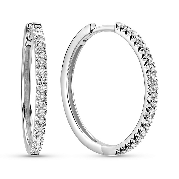 Сережки-кільця з білого золота з діамантами (арт. С341528030б) – зображення 1