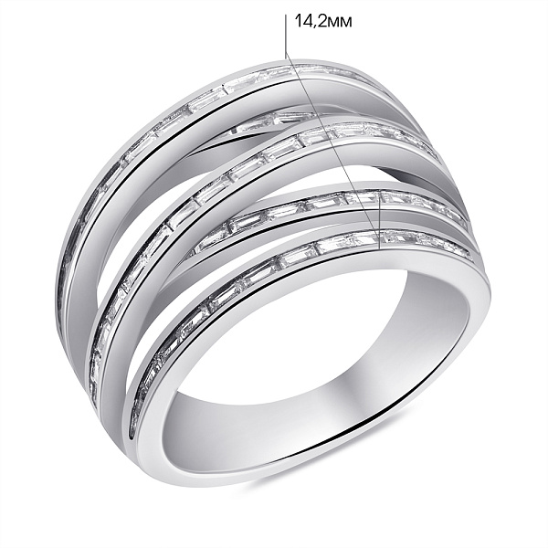 Серебряное широкое кольцо с фианитами (арт. 7501/6821) – изображение 2
