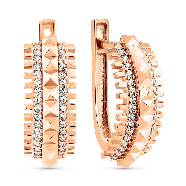Серьги из красного золота с фианитами (арт. 1091397) – изображение 1
