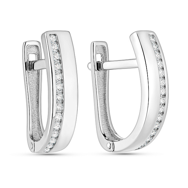 Серьги из белого золота с фианитами (арт. 110485б) – изображение 1