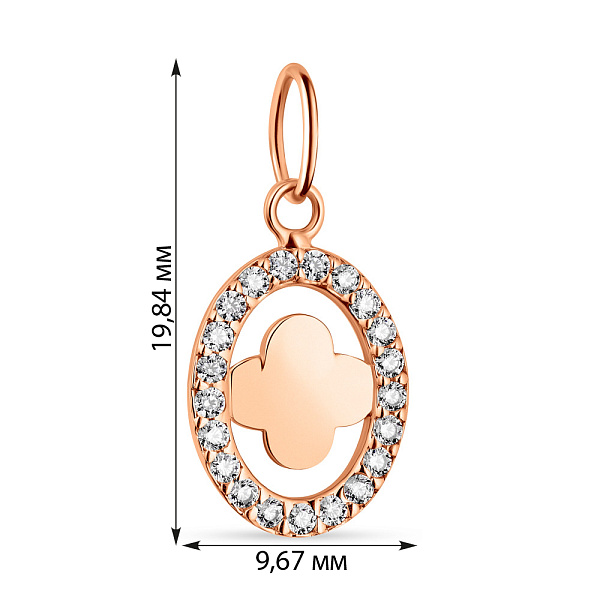Золотой кулон в форме овала с фианитами (арт. 424425) – изображение 3