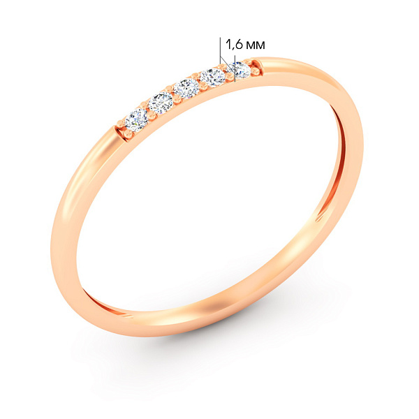 Кольцо из красного золота с бриллиантами (арт. К011710005) – изображение 2