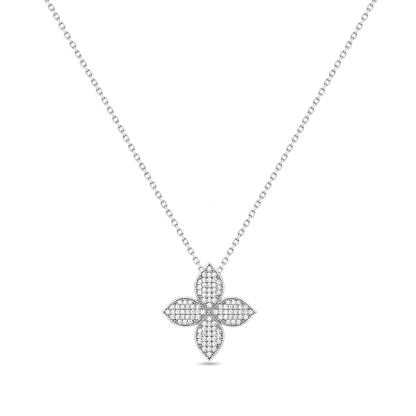 Серебряное колье с подвеской клевер с фианитами (арт. 7507/2616) – изображение 1