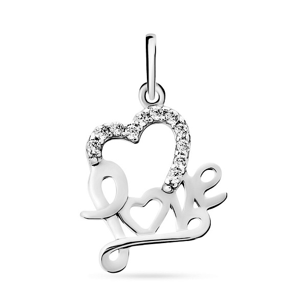 Подвеска из белого золота Love (арт. 440528б) – изображение 1