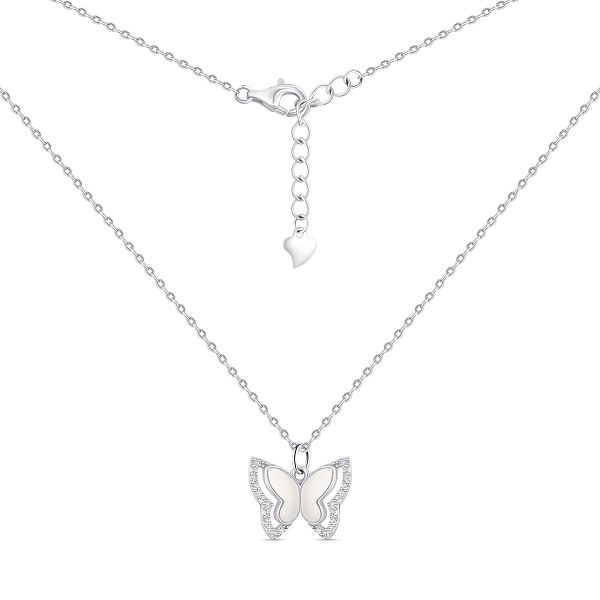 Серебряное колье Бабочка с перламутром (арт. 7507/2382п) – изображение 2