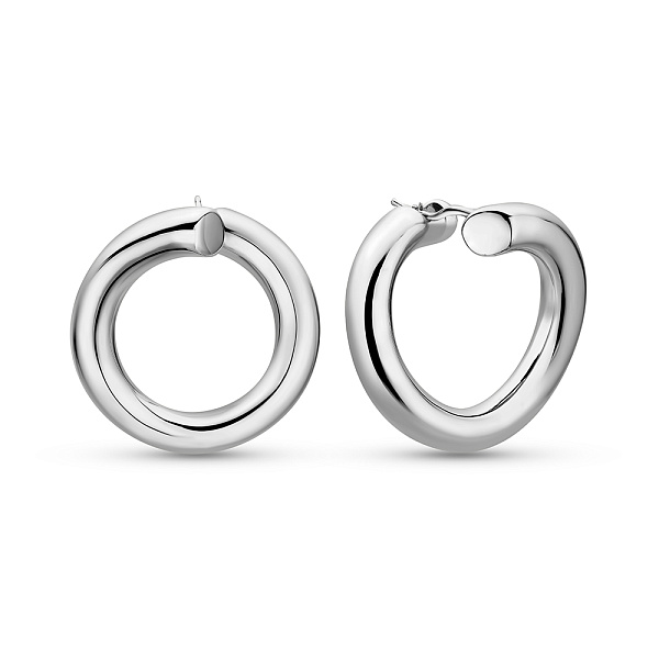 Серьги-кольца из белого золота Francelli без камней (арт. е1091981/30б) – изображение 1