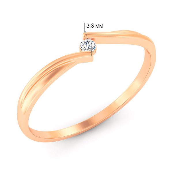 Золотое кольцо с бриллиантом (арт. К011823) – изображение 4