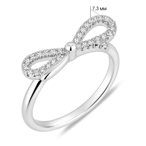 Серебряное кольцо бант с фианитами (арт. 7501/8645) – изображение 2
