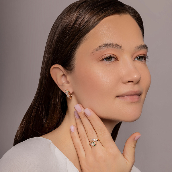 Серьги из красного золота Змея с фианитами (арт. 1092106з) – изображение 4