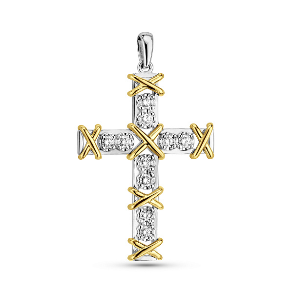 Золотой крестик с бриллиантами (арт. 3192207223) – изображение 1