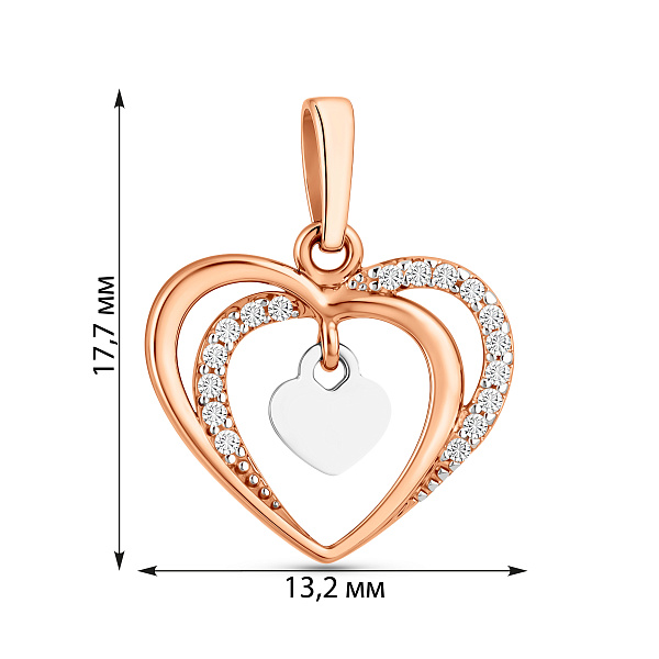 Золотая подвеска Сердце с фианитами (арт. 440602) – изображение 3