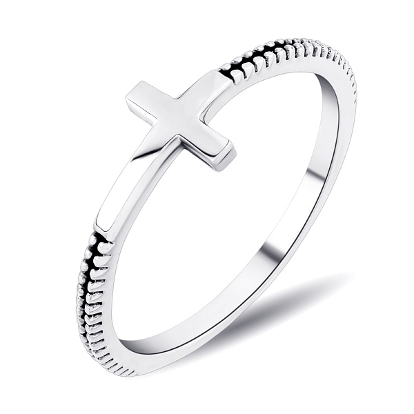 Серебряное кольцо "Крестик" (арт. 7901/6098) – изображение 1