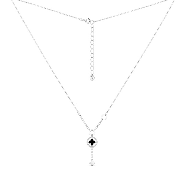 Серебряное колье Клевер с ониксом (арт. 7507/2393о) – изображение 2