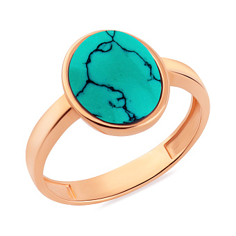 Фото Кольцо из красного золота с бирюзой (арт. 141146ПюГ)