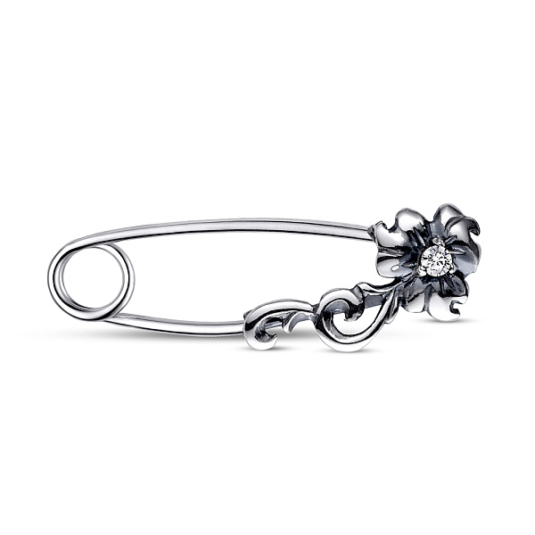 Серебряная булавка с фианитом (арт. 7911/7058-43-ч) – изображение 1