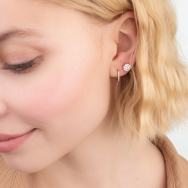 Серьги из красного золота с фианитами (арт. 110850) – изображение 3
