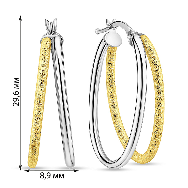Сережки-кільця з жовтого і білого золота (арт. 1091895/30жб) – зображення 6