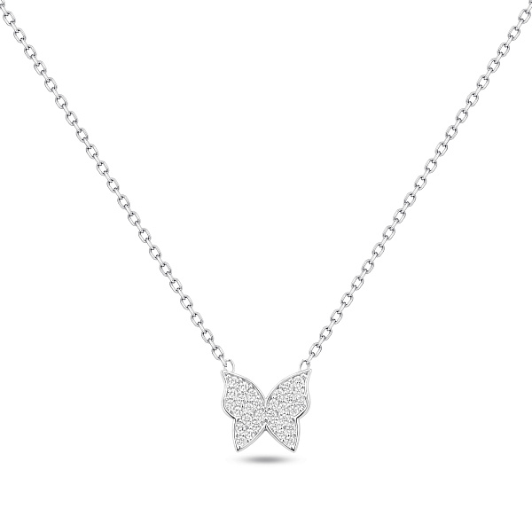 Серебряное колье с подвеской бабочка с фианитами (арт. 7507/2554) – изображение 1